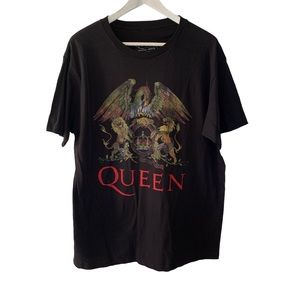 Queen Black Graphic Band T Shirt Short Sleeve Cotton Crew Neck Y2K Festival NEW